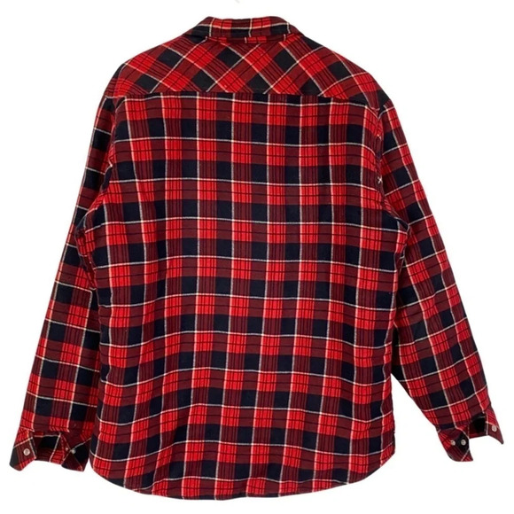 Vintage 90s Flannel Shirt Jacket Mens Size Large Quilted Oversized Shacket Red - Picture 2 of 10